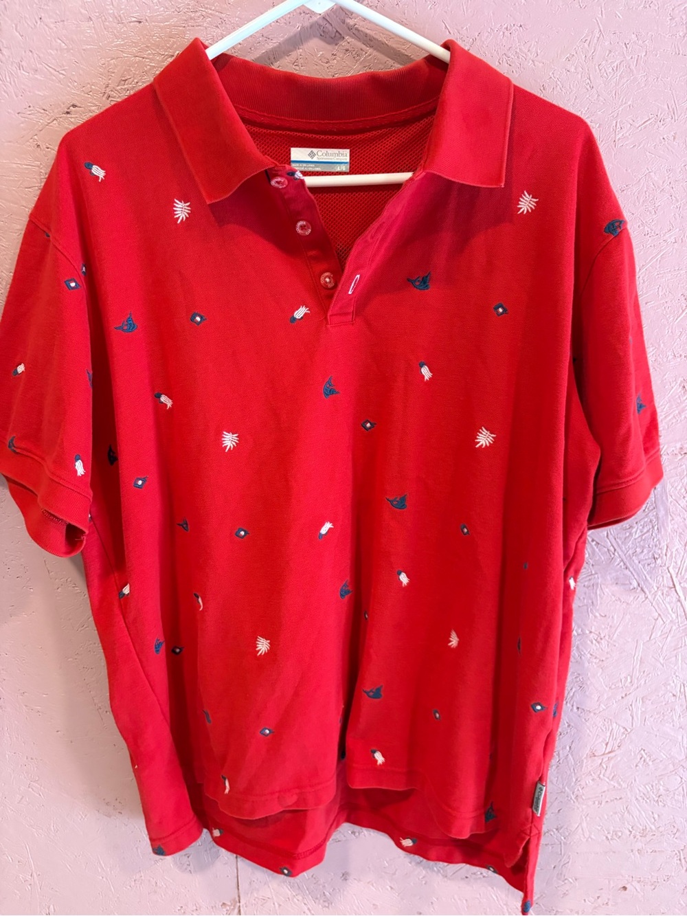 Columbia Men’s Red Polo with Navy & White Micro Embroidery